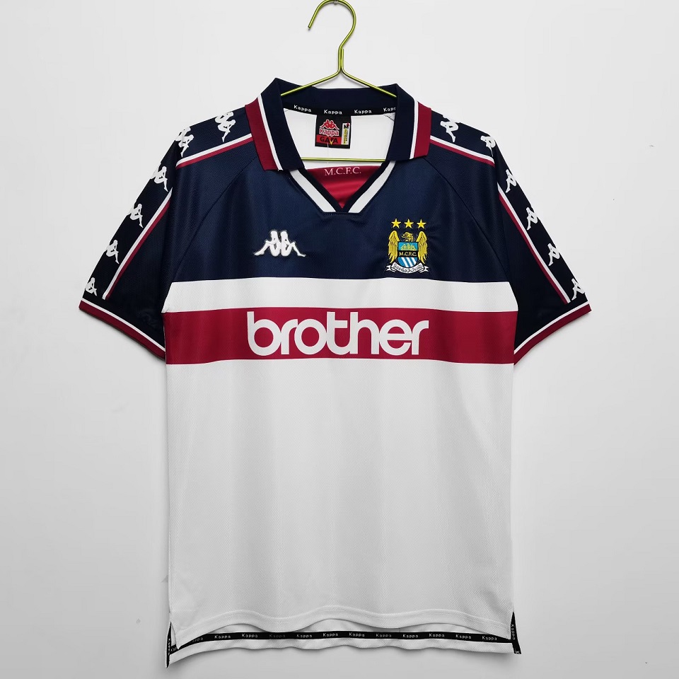 AAA Quality Manchester City 97/98 Away White/Navy/Red Jersey